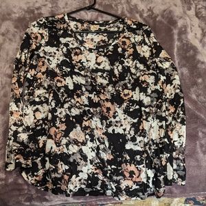 Faded Glory Pink White and Black patterned long sleeve shirt